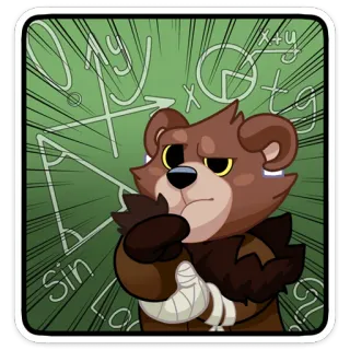🤔 oso, matemáticas, educación, dibujos animados, matemática, pensando whatsapp sticker