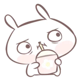 🍒 conejo, lindo, beber, kawaii telegram sticker