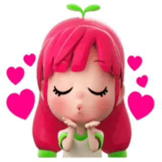 😘 menina, beijo, amor, corações, fofo, desenho animado, adorável telegram sticker