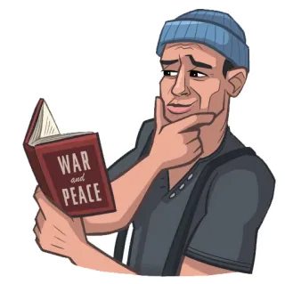 🤔 War and Peace WAR and PEACE boek, lezen, denken, vrede, oorlog telegram sticker