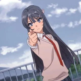 🐰 Mai Sakurajima Rascal Does Not Dream of Bunny Girl Senpai anime, pointing, cute, school uniform, girl telegram sticker