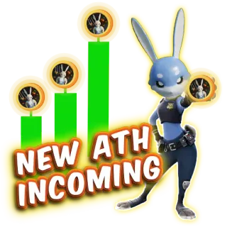 🚀 NEW ATH INCOMING кролик, крипто, ATH, финансы, мультфильм telegram sticker