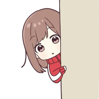 ❤️ anime, girl, peeking, cute, cartoon, character whatsapp sticker