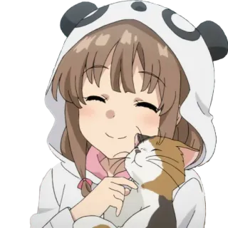 😸 Anime, Garota, Gato, Fofo, Feliz, Kawaii, Desenho animado telegram sticker