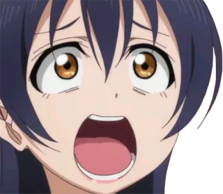 😧 anime, scioccata, bocca aperta, donna, faccia, cartone animato whatsapp sticker