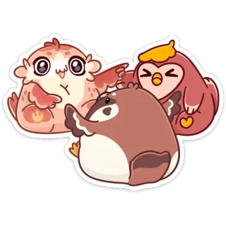 🤓 animais, pássaros, fofo, kawaii, desenho animado, adesivo telegram sticker