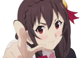 👈 Yunyun KonoSuba 动漫, 女孩, konosuba, 芸芸, 指着 telegram sticker