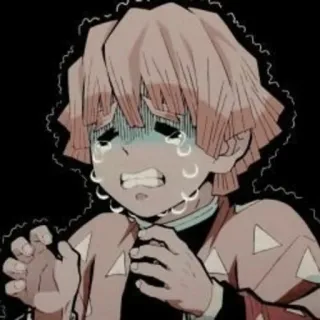 🍃 Zenitsu Agatsuma Demon Slayer anime, crying, demon slayer, scared, zenitsu telegram sticker