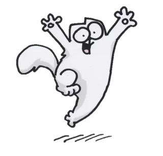 😱 cat, cartoon, happy, jumping, white, cute whatsapp sticker