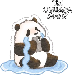 😭 ТЫ ОБИДЕЛ МЕНЯ 熊猫, 哭泣, 悲伤, 受伤, 情绪化, 电话 telegram sticker