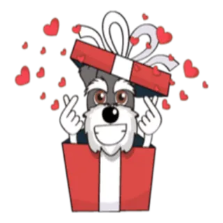 🎁 perro, regalo, corazones, lindo, amor, pegatina telegram sticker