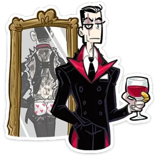 🍷 vampire, mirror, wine, gothic, cartoon whatsapp sticker