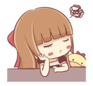 😒 Cartoon, Mädchen, verschlafen, süß, Anime, Manga, Charakter telegram sticker