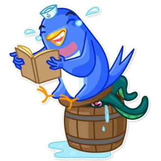 😂 卡通, 鸟, 水手, 阅读, 笑, 桶 telegram sticker