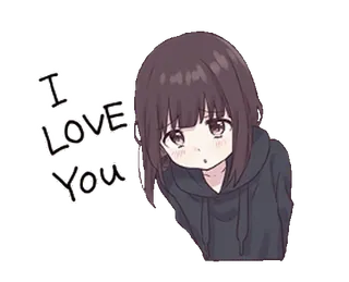 ❤️ I LOVE YOU любовь, аниме девушка, милый, кавай, эмоциональный, стикер telegram sticker
