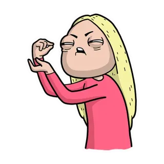 😑 Dessin animé, Personnage, Colère, Femme, Blonde, Geste telegram sticker