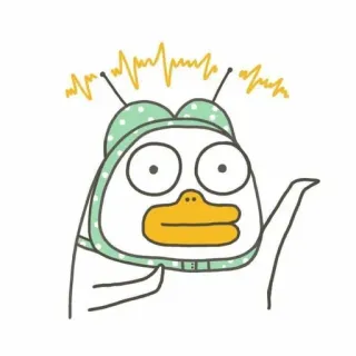 🐣 เป็ด, การ์ตูน, สมอง, คลื่น, หมวก, สัตว์ telegram sticker