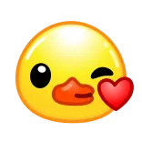 😘 duck, emoji, love, heart, cute, animal telegram sticker