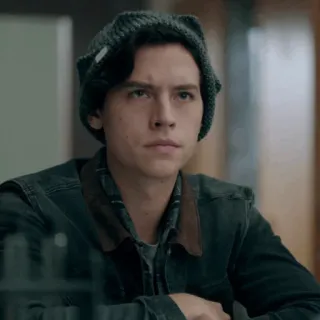 ➖ Jughead Jones Riverdale homme, chapeau, portrait, Riverdale, Jughead Jones, série TV telegram sticker