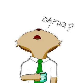 🙄 DAFUQ? desenho animado, raposa, escritório, café, pergunta, expressão, engraçado telegram sticker