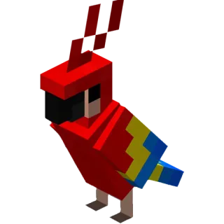 🦜 perroquet, minecraft, rouge, jaune, bleu whatsapp sticker