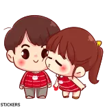 😘 cartoon, couple, romance, kiss, love, relationship, affection telegram sticker
