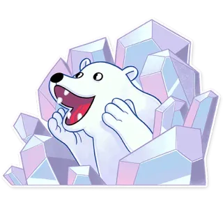 💏 белый медведь, мультфильм, лед, кристалл, животное whatsapp sticker