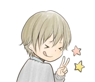 😋 Аниме, Парень, Знак мира, Звезды, Милый, Каваи telegram sticker