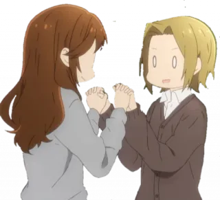 🤝 Anime, Amigos, Casal, Fofo, Feliz, Desenho animado telegram sticker