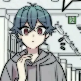 💬 Chico anime, Personaje de dibujos animados, Sudadera con capucha, Sorprendido, Estilo manga telegram sticker