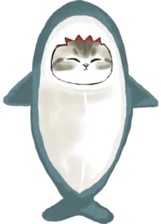 🦈 gato, tubarão, animal, fofo, desenho animado, animal de estimação telegram sticker