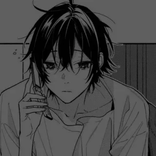🪡 Anime, Manga, Karakter, Anak laki-laki, Telepon, Gambar, Monokrom telegram sticker