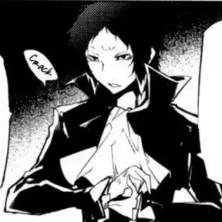 ♠ Crack Manga, Anime, Personnage, Noir et blanc telegram sticker