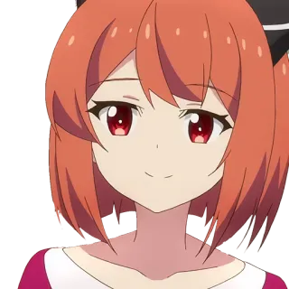 🙂 аниме, девушка, рыжие волосы, самодовольный, улыбка telegram sticker