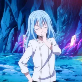 😌 Rimuru Tempest That Time I Got Reincarnated as a Slime Аниме, Слайм, Исекай, Синие волосы, Бесполый telegram sticker