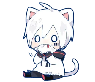 😐 cat, anime, chibi, cute, kawaii whatsapp sticker