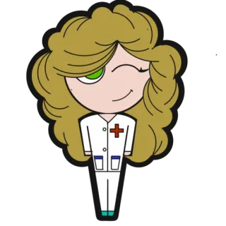 😉 медсестра, медицинский, мультфильм, здоровье, здравоохранение, форма telegram sticker