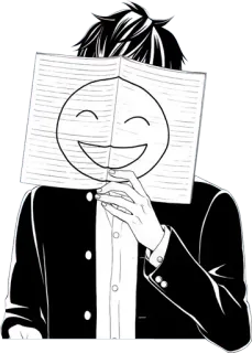 😊 anime, manga, face, mask, emotion, black and white telegram sticker
