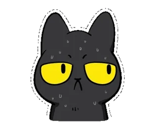 🐾 chat, en colère, dessin animé, sueur, frustré, chat noir telegram sticker