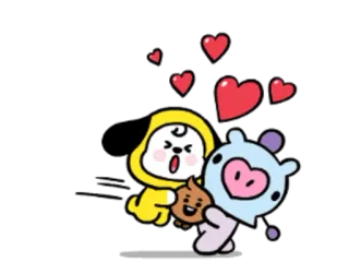 👨‍❤️‍💋‍👨 Desenho animado, Corações, Fofo, Amigos, Kawaii, Adesivo telegram sticker