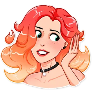 😅 wanita, gadis, potret, kartun, orang, wajah, rambut, kecantikan whatsapp sticker