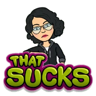 🙁 THAT SUCKS Bitmoji, dibujo animado, frase, apesta, humor telegram sticker