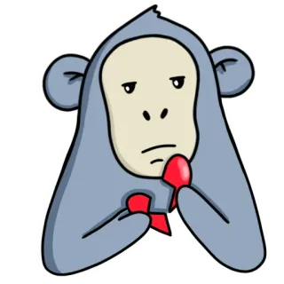 💔 aap, dier, cartoon, schattig, verdrietig, grijs telegram sticker