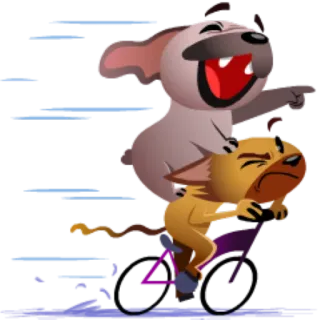 🚲 animais, cachorro, gato, bicicleta, desenho animado telegram sticker