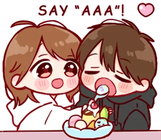 🍨 SAY “AAA”! carino, anime, mangiare, dolce, kawaii, cuore, cartone animato telegram sticker