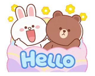 ⭐ Hello привет, кролик, медведь, мультфильм, милый, персонажи telegram sticker