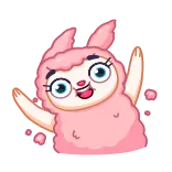 👋 lhama, alpaca, rosa, desenho animado, fofo, animal whatsapp sticker