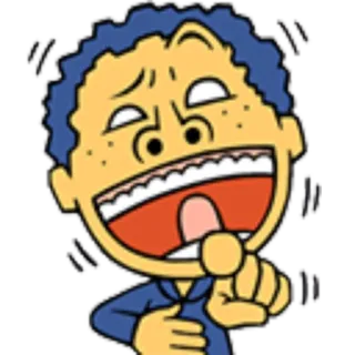 😜 การ์ตูน, หัวเราะ, ชี้, ตื่นเต้น, มีความสุข, อารมณ์, กระ telegram sticker