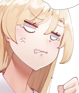 😣 Anime, Mädchen, genervt, angewidert, blond, Cartoon telegram sticker