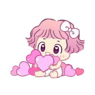 💕 bebè, cuori, carino, cartone animato, rosa, kawaii telegram sticker